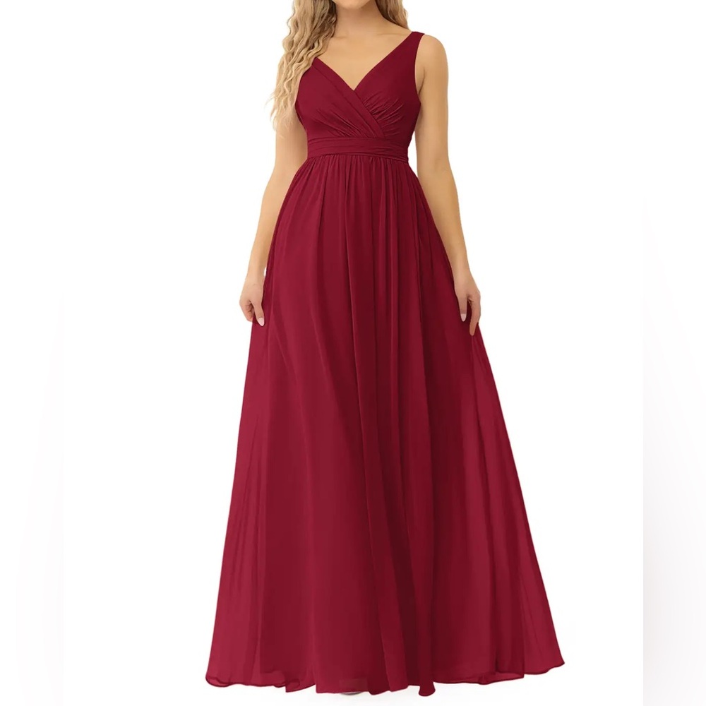 Floor length Merlot formal gown